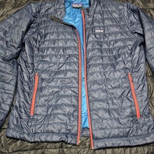 Patagonia Nano Puff Jacket Blue and Red Lightweight Insulated